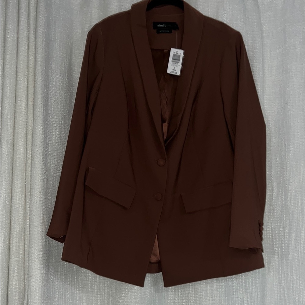 Torrid Brown Oversized Blazer with Notched Lapels